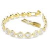 Pulseras Angelic, corte redondo, pavé, mediana, blanca, chapada en tono dorado Pulseras Angelic, corte redondo, pavé, mediana, blanca, chapada en tono dorado