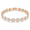 Pulseras Angelic, corte redondo, pavé, tamaño mediano, blanco, chapada en tono oro rosa Pulseras Angelic, corte redondo, pavé, tamaño mediano, blanco, chapada en tono oro rosa