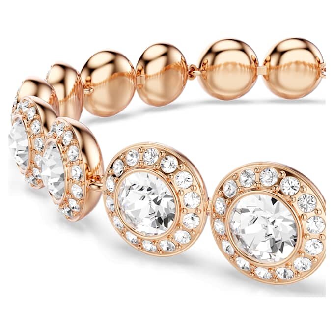 Pulseras Angelic, corte redondo, pavé, tamaño mediano, blanco, chapada en tono oro rosa Pulseras Angelic, corte redondo, pavé, tamaño mediano, blanco, chapada en tono oro rosa