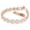Pulseras Angelic, corte redondo, pavé, tamaño mediano, blanco, chapada en tono oro rosa Pulseras Angelic, corte redondo, pavé, tamaño mediano, blanco, chapada en tono oro rosa