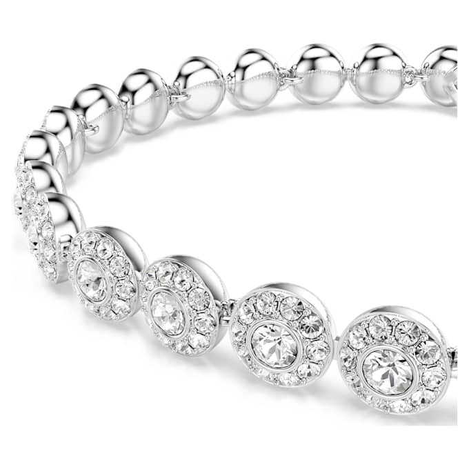 Pulseras Angelic, corte redondo, pequeña, blanca, chapada en rodio Pulseras Angelic, corte redondo, pequeña, blanca, chapada en rodio