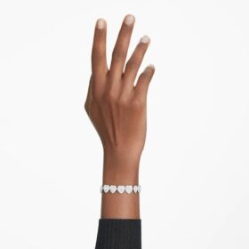 Pulseras Ariana Grande x Swarovski con cortes mixtos, corazones, blanca, chapada en rodio
