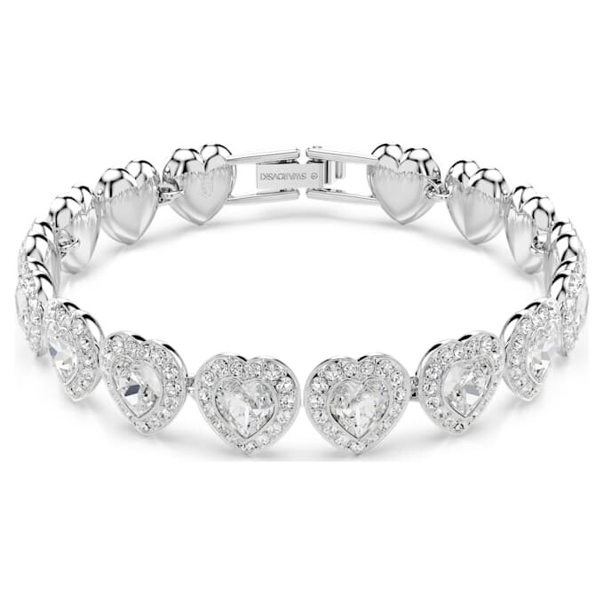 Pulseras Ariana Grande x Swarovski con cortes mixtos, corazones, blanca, chapada en rodio Pulseras Ariana Grande x Swarovski con cortes mixtos, corazones, blanca, chapada en rodio