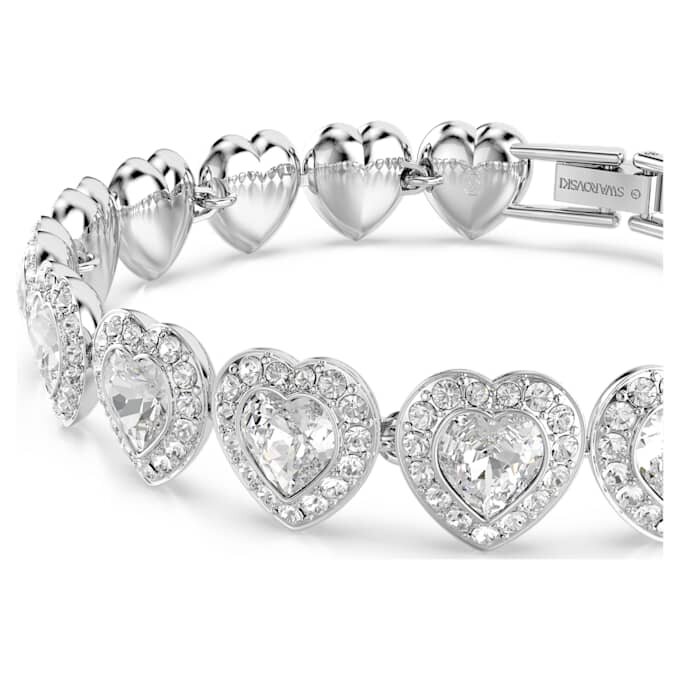 Pulseras Ariana Grande x Swarovski con cortes mixtos, corazones, blanca, chapada en rodio Pulseras Ariana Grande x Swarovski con cortes mixtos, corazones, blanca, chapada en rodio