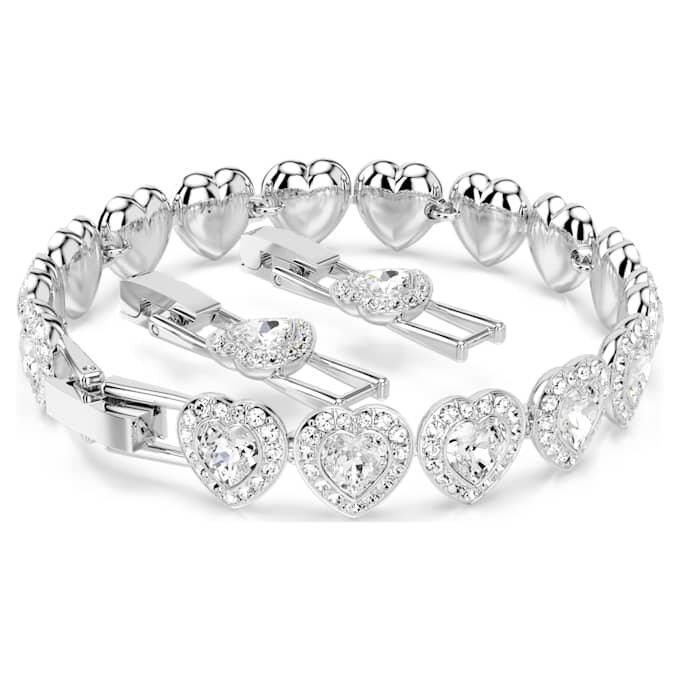 Pulseras Ariana Grande x Swarovski con cortes mixtos, corazones, blanca, chapada en rodio Pulseras Ariana Grande x Swarovski con cortes mixtos, corazones, blanca, chapada en rodio