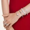 Pulseras Idyllia con cortes mixtos, corazón con flecha, blanca, chapada en rodio Pulseras Idyllia con cortes mixtos, corazón con flecha, blanca, chapada en rodio