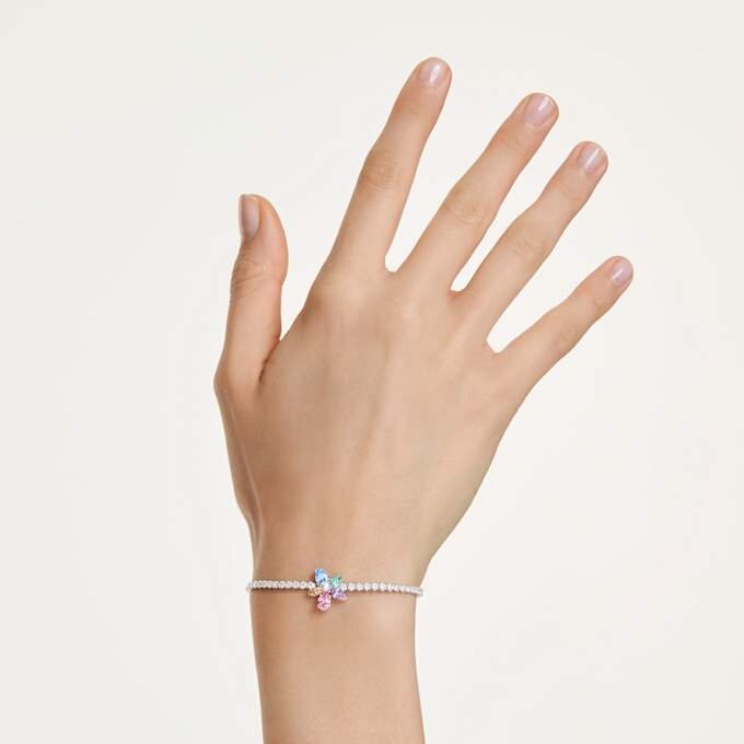 Pulseras Ariana Grande x Swarovski con cortes mixtos, flor, multicolor, chapada en rodio Pulseras Ariana Grande x Swarovski con cortes mixtos, flor, multicolor, chapada en rodio