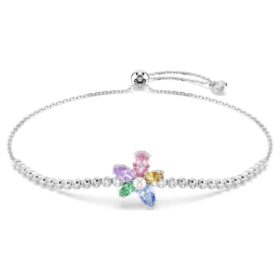 Pulseras Ariana Grande x Swarovski con cortes mixtos, flor, multicolor, chapada en rodio