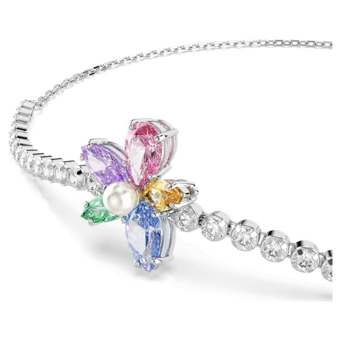 Pulseras Ariana Grande x Swarovski con cortes mixtos, flor, multicolor, chapada en rodio Pulseras Ariana Grande x Swarovski con cortes mixtos, flor, multicolor, chapada en rodio