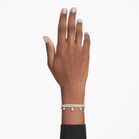 Pulseras Ariana Grande x Swarovski con perlas de cristal, corte redondo, blanco, chapada en rodio