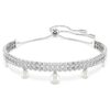 Pulseras Ariana Grande x Swarovski con perlas de cristal, corte redondo, blanco, chapada en rodio Pulseras Ariana Grande x Swarovski con perlas de cristal, corte redondo, blanco, chapada en rodio