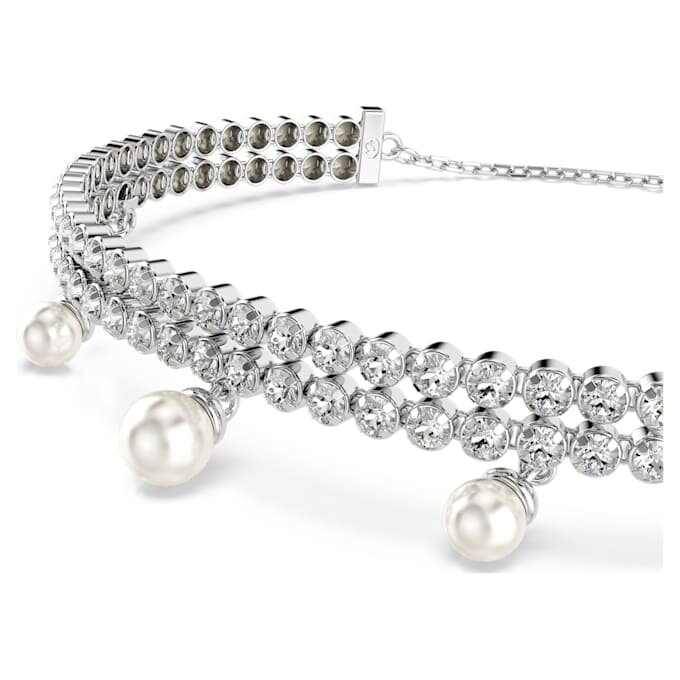 Pulseras Ariana Grande x Swarovski con perlas de cristal, corte redondo, blanco, chapada en rodio Pulseras Ariana Grande x Swarovski con perlas de cristal, corte redondo, blanco, chapada en rodio