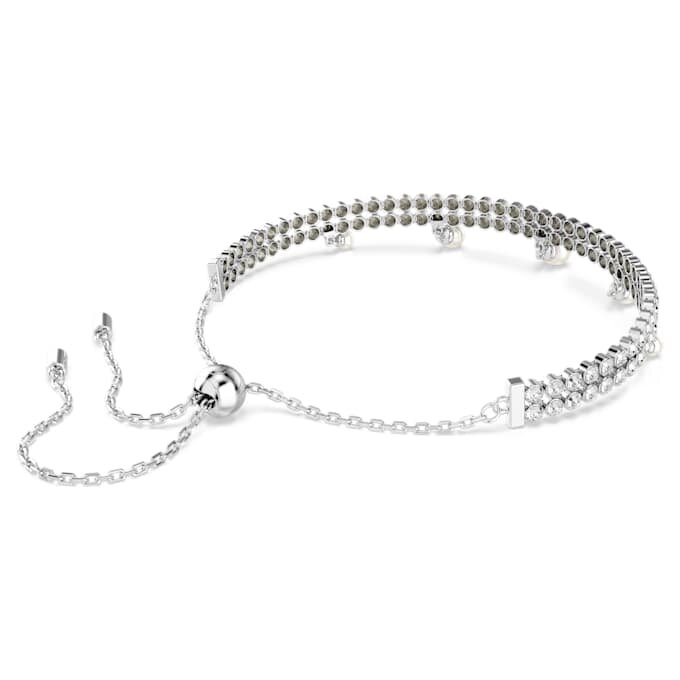 Pulseras Ariana Grande x Swarovski con perlas de cristal, corte redondo, blanco, chapada en rodio Pulseras Ariana Grande x Swarovski con perlas de cristal, corte redondo, blanco, chapada en rodio
