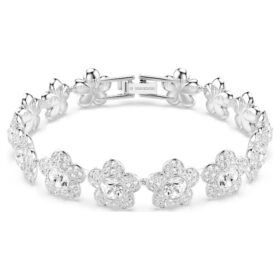 Pulseras Ariana Grande X Swarovski, corte redondo, flores, blanco, chapada en rodio