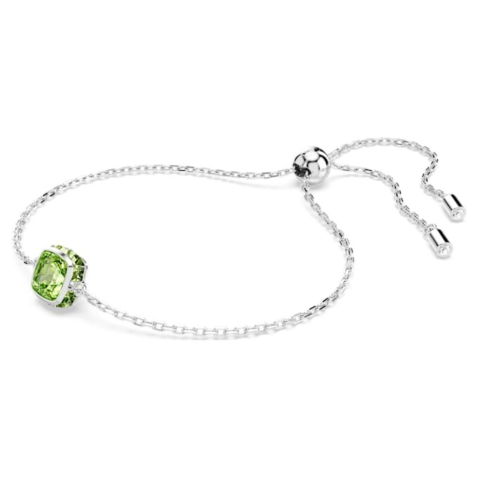 Pulseras con piedra natal de corte cuadrado, agosto, verde, chapada en rodio Pulseras con piedra natal de corte cuadrado, agosto, verde, chapada en rodio