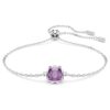 Pulseras con piedra natal de corte cuadrado, febrero, morada, chapada en rodio Pulseras con piedra natal de corte cuadrado, febrero, morada, chapada en rodio