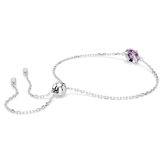Pulseras con piedra natal de corte cuadrado, febrero, morada, chapada en rodio Pulseras con piedra natal de corte cuadrado, febrero, morada, chapada en rodio