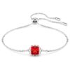 Pulseras con piedra natal de corte cuadrado, julio, rojo, chapada en rodio Pulseras con piedra natal de corte cuadrado, julio, rojo, chapada en rodio
