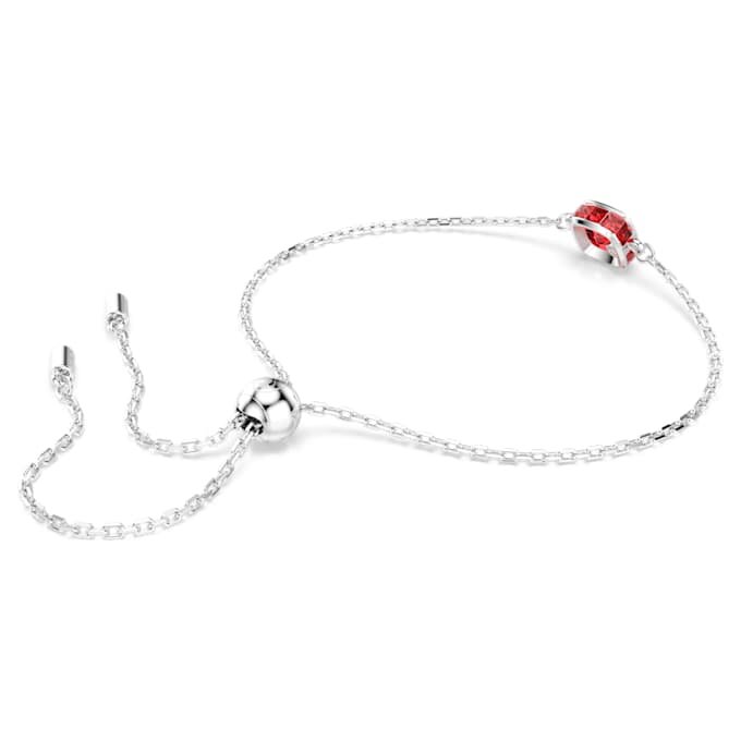 Pulseras con piedra natal de corte cuadrado, julio, rojo, chapada en rodio Pulseras con piedra natal de corte cuadrado, julio, rojo, chapada en rodio