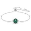 Pulseras con piedra natal de corte cuadrado, mayo, verde, chapada en rodio Pulseras con piedra natal de corte cuadrado, mayo, verde, chapada en rodio