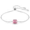 Pulseras con piedra natal de corte cuadrado, octubre, rosa, chapada en rodio Pulseras con piedra natal de corte cuadrado, octubre, rosa, chapada en rodio
