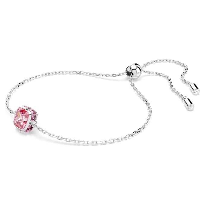 Pulseras con piedra natal de corte cuadrado, octubre, rosa, chapada en rodio Pulseras con piedra natal de corte cuadrado, octubre, rosa, chapada en rodio