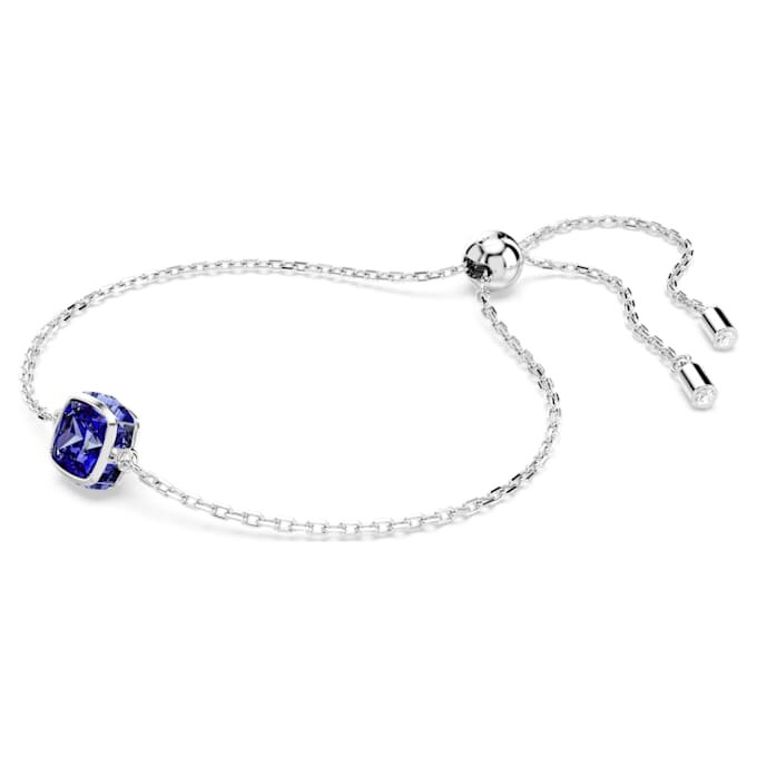 Pulseras con piedra natal de corte cuadrado, septiembre, azul, chapada en rodio Pulseras con piedra natal de corte cuadrado, septiembre, azul, chapada en rodio