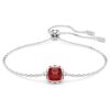 Pulseras con piedras natales de corte cuadrado, enero, rojo, chapada en rodio Pulseras con piedras natales de corte cuadrado, enero, rojo, chapada en rodio