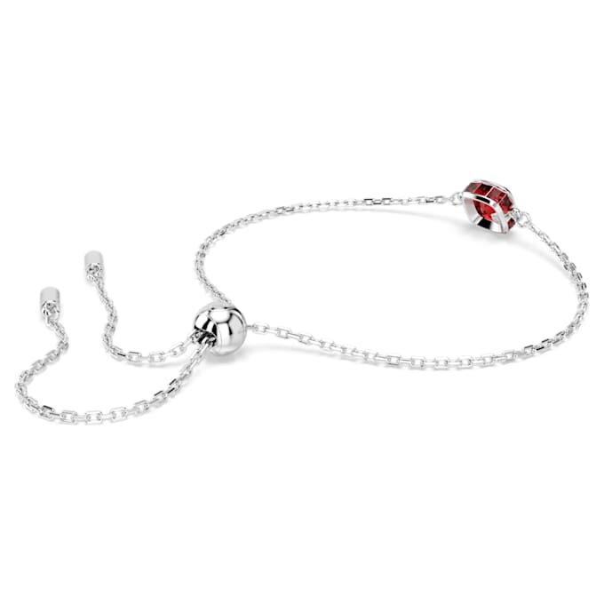 Pulseras con piedras natales de corte cuadrado, enero, rojo, chapada en rodio Pulseras con piedras natales de corte cuadrado, enero, rojo, chapada en rodio