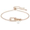 Pulseras Constella con perla de cristal, corte redondo, blanca, chapada en tono oro rosa Pulseras Constella con perla de cristal, corte redondo, blanca, chapada en tono oro rosa