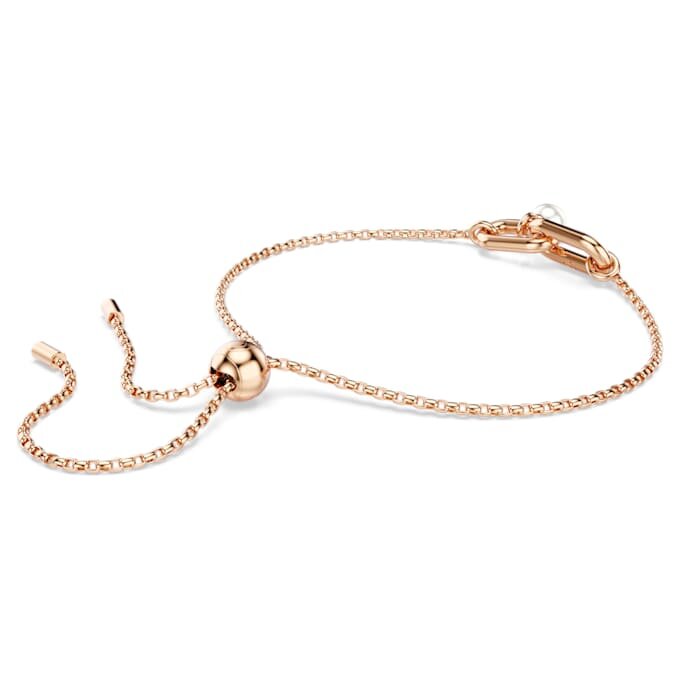 Pulseras Constella con perla de cristal, corte redondo, blanca, chapada en tono oro rosa Pulseras Constella con perla de cristal, corte redondo, blanca, chapada en tono oro rosa