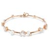 Pulseras Constella con perlas de cristal, cortes redondos, blanca, chapada en tono oro rosa Pulseras Constella con perlas de cristal, cortes redondos, blanca, chapada en tono oro rosa