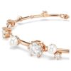 Pulseras Constella con perlas de cristal, cortes redondos, blanca, chapada en tono oro rosa Pulseras Constella con perlas de cristal, cortes redondos, blanca, chapada en tono oro rosa