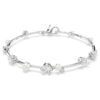 Pulseras Constella con perlas de cristal, cortes redondos, blanco, chapada en rodio