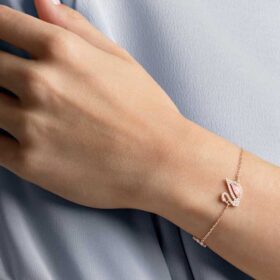 Pulseras de cisne, rosa, chapadas en tono oro rosa