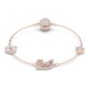 Pulseras de cisne, rosa, chapadas en tono oro rosa