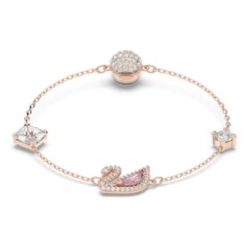 Pulseras de cisne, rosa, chapadas en tono oro rosa