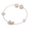 Pulseras de cisne, rosa, chapadas en tono oro rosa