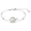 Pulseras de serpiente con perla de cristal, cortes mixtos, Año de la Serpiente, blanco, chapada en rodio Pulseras de serpiente con perla de cristal, cortes mixtos, Año de la Serpiente, blanco, chapada en rodio