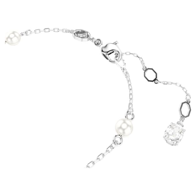 Pulseras de serpiente con perla de cristal, cortes mixtos, Año de la Serpiente, blanco, chapada en rodio Pulseras de serpiente con perla de cristal, cortes mixtos, Año de la Serpiente, blanco, chapada en rodio