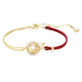 Pulseras de serpiente con perlas de cristal, cortes mixtos, Año de la Serpiente, rojo, chapado en tono dorado