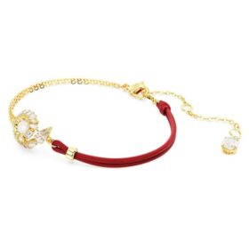 Pulseras de serpiente con perlas de cristal, cortes mixtos, Año de la Serpiente, rojo, chapado en tono dorado
