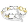 Pulseras Dextera de corte redondo, barra en T, blanca, acabado de metales mixtos Pulseras Dextera de corte redondo, barra en T, blanca, acabado de metales mixtos