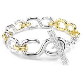 Pulseras Dextera de corte redondo, barra en T, blanca, acabado de metales mixtos