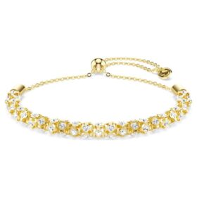 Pulseras Dextera de corte redondo, blanca, con acabado dorado