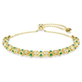 Pulseras Dextera de corte redondo, verde, acabado dorado
