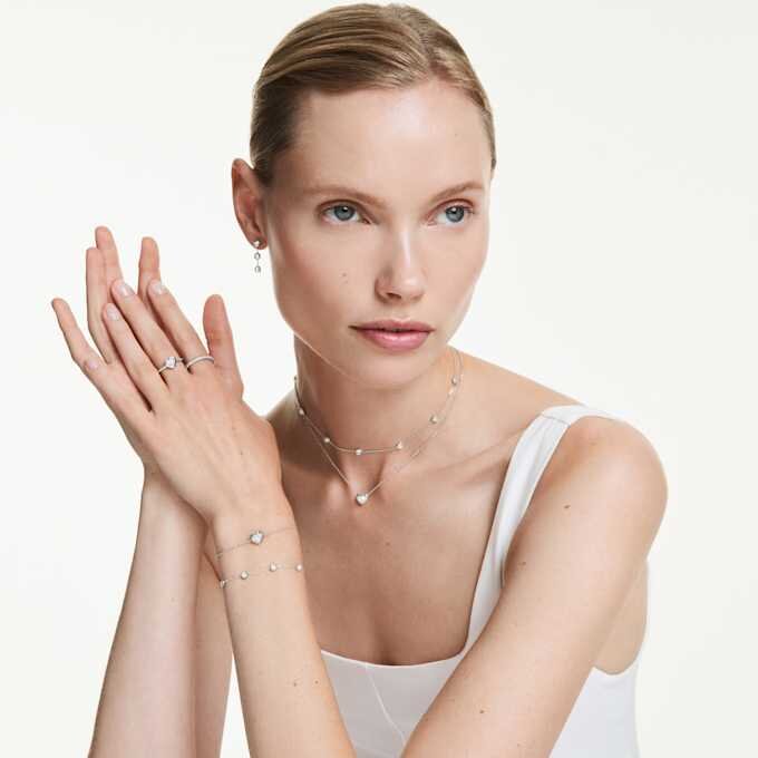 Pulseras Eternity con diamantes cultivados en laboratorio de 0,5 ct en total, forma de corazón, plata esterlina Pulseras Eternity con diamantes cultivados en laboratorio de 0,5 ct en total, forma de corazón, plata esterlina