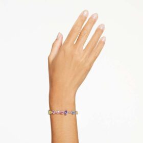 Pulseras Gema con cortes mixtos, multicolor, chapada en rodio