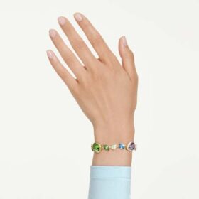 Pulseras Gema con cortes mixtos, multicolor, chapada en tono dorado