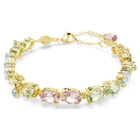 Pulseras Gema con cortes mixtos, multicolor, chapada en tono dorado